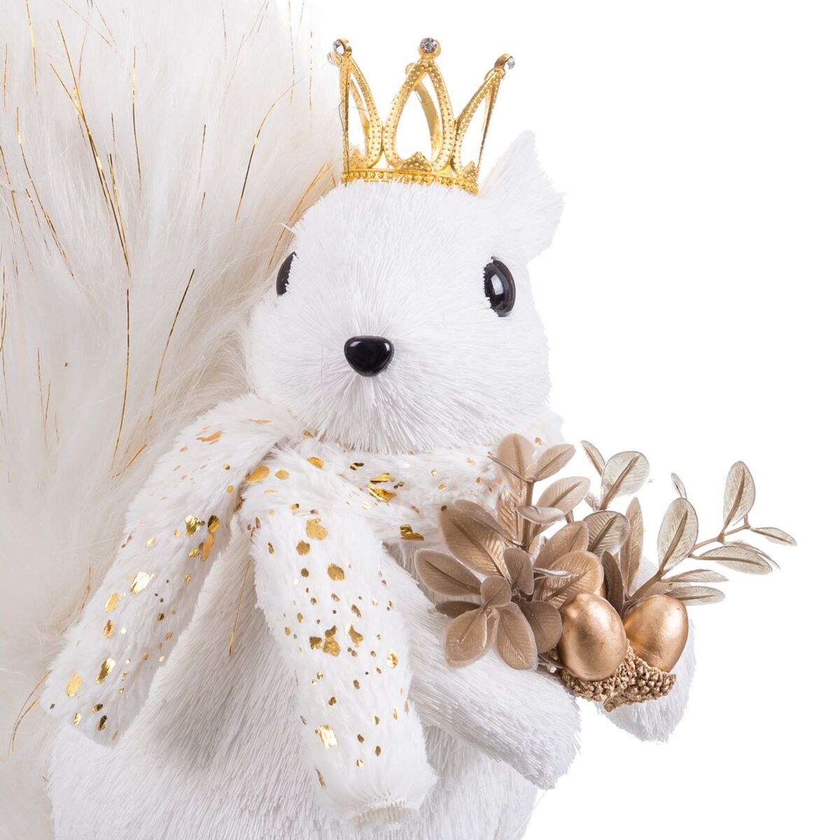 Julepynt Hvid Guld Egern 22 x 11 x 23 cm